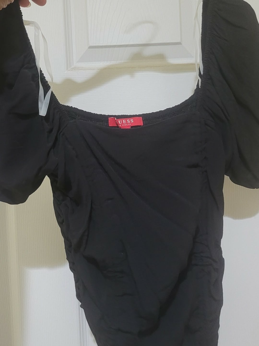 GUESS Black Square Neck Puff Sleeve Camisole